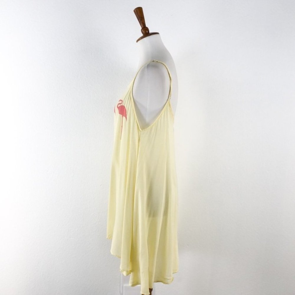 Wildfox Yellow Oversize Pink Flamingo Sleeveless Top - Picture 3 of 8